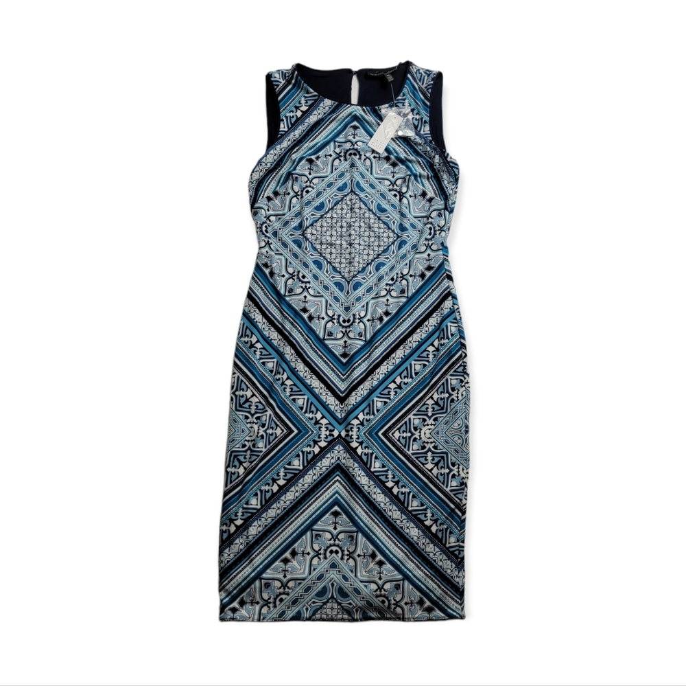 NWT Reversible White House Black Market Reversible Scarf-Print Knit Sheath Dress - Picture 5 of 14